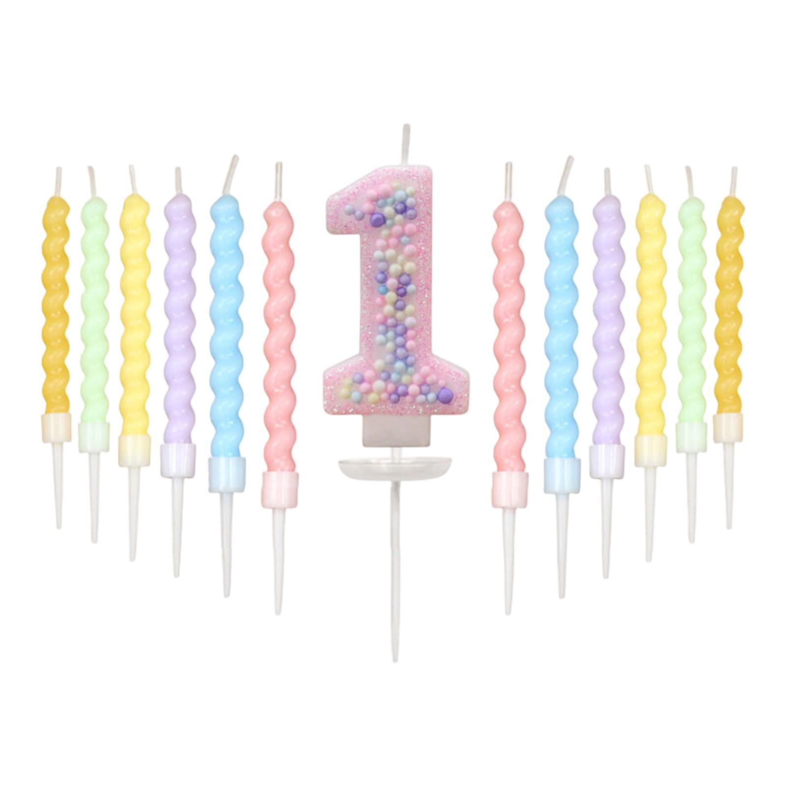 

Macaron Colored Ball Threaded Candle Set Birthday Candle Decoration One Size