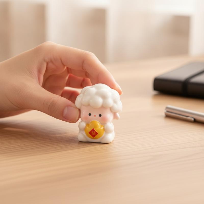 1/6 Pcs Year Of The Sheep Resin Ornament Spring Festival Mascot Miniature Chinese New Year 2027 Statue Home Party Desktop Orname