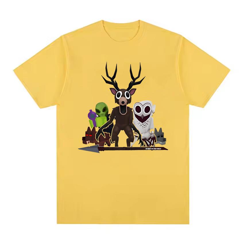 Game 99 Nights in The Forest Graphic T-Shirt Cartoon Deer Short Sleeve Boys Girls Crew Neck Casual T-Shirts Kids Anime Tee Tops