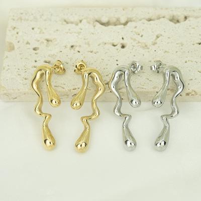 Special-shaped Asymmetric Earrings, Titanium Steel Plated with 18K Gold, Fashionable, New Stud Earrings