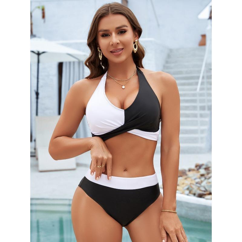 

New swimsuit multi-color optional chest cross bikini swimsuit two-piece set S