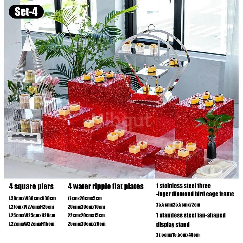 Food Display Rack Acrylic Cold Meal Hotel Business Tea Break Platform Ornament Set Cake Display Rack Dessert Table Buffet Table