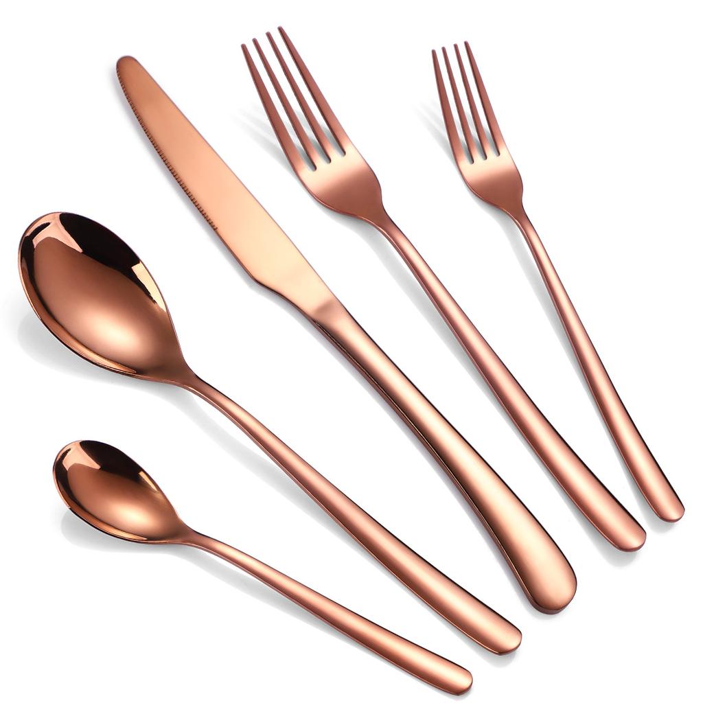 410 Stainless Steel Tableware Set 20-piece Set Knife Fork Spoon Tableware Gold YSH-46-20PS