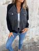 Denim Patchwork Knit Cardigan with Zipper Closure, Multiple Color Options