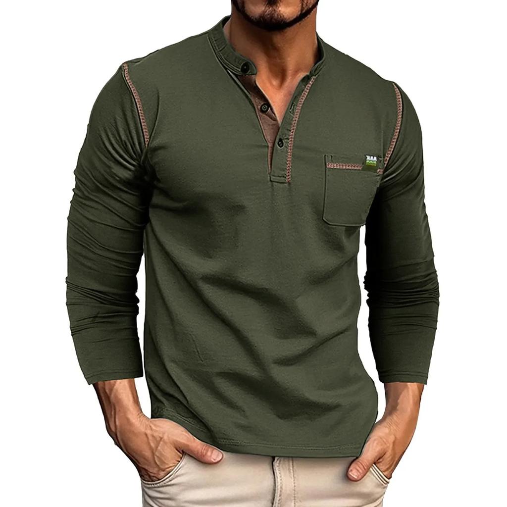2024 Herren Frühling Sommer Langarm Einfarbig Taschen Poloshirts Buchstaben Streifen Stickerei Raglanärmel Oberteile T-Shirts Pullover T-Shirts
