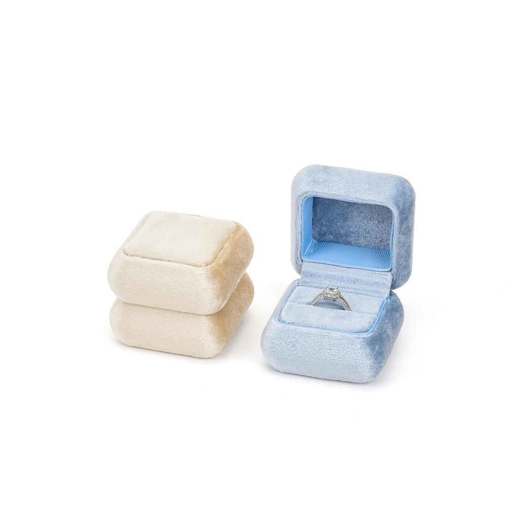 Velvet Ring Box With Rounded Edges For Jewelry Packaging Gift For Engagement