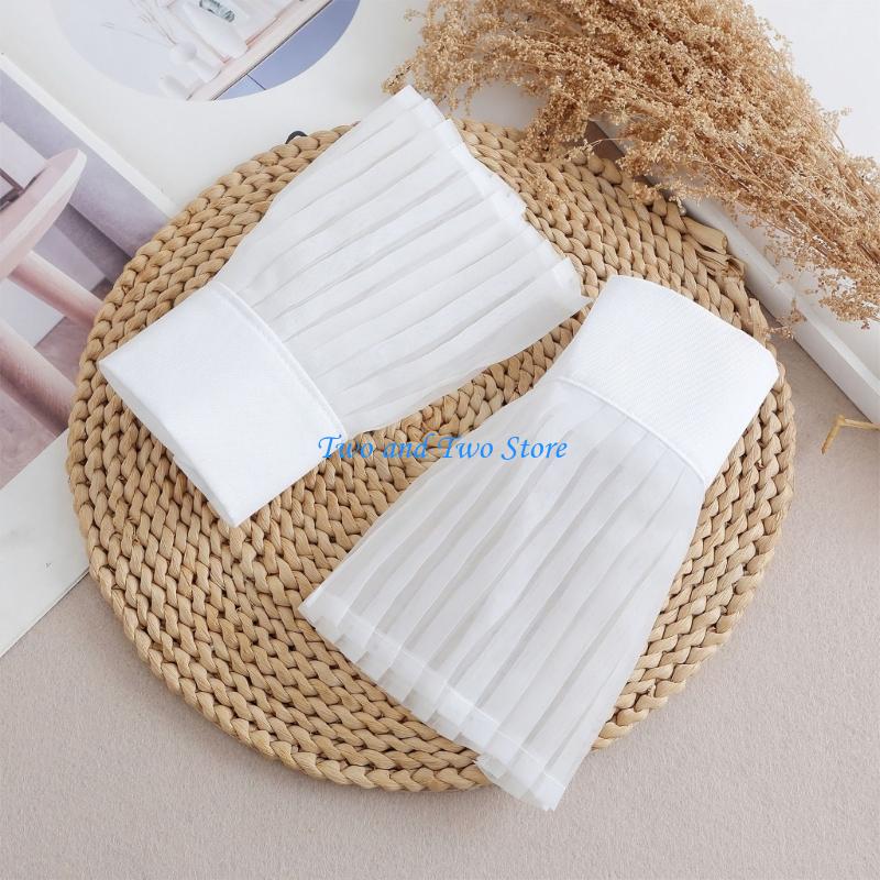HX6F Pleated Wrist Cuffs Decorative Sleeves Faux Sleeves Decoration For Women Daily Outfit and Business Event Outfit Enhancer