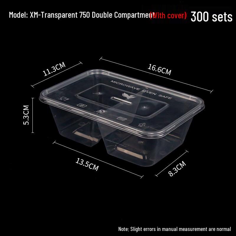 Thickened Rectangular Disposable Compartmented Plastic Takeout Container