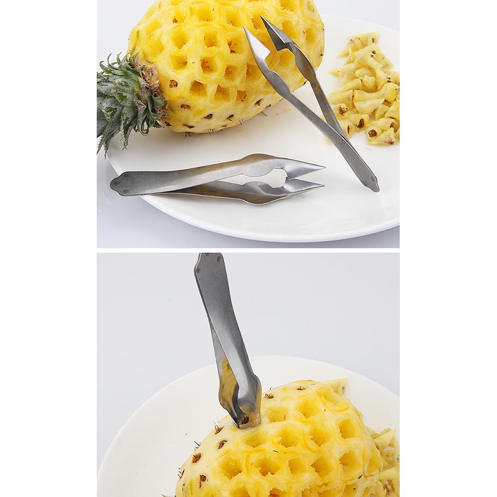 2 Pcs Stainless Steel Pineapple Eye Peeler Kitchen Seed Remover Cutting Clip Supplies