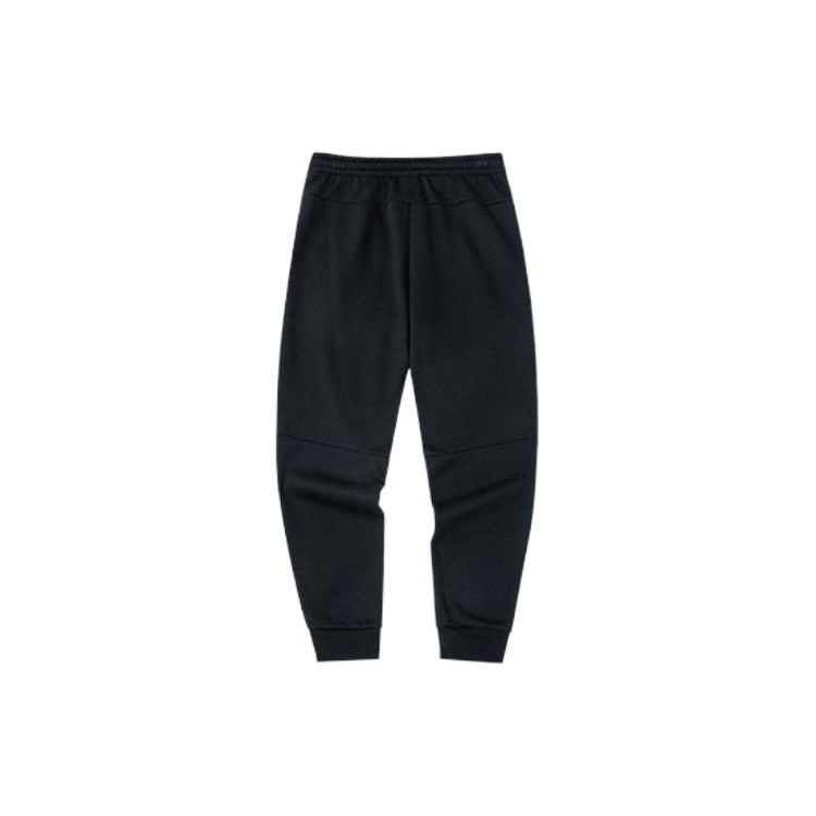 Anta Training Series Solid Color Print Logo Plus Velvet Sweatpants Men Bottoms Black 152247314-1