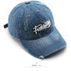 Retro washed denim baseball cap with letter embroidery, suitable for outdoor activities, travel, and sun protection