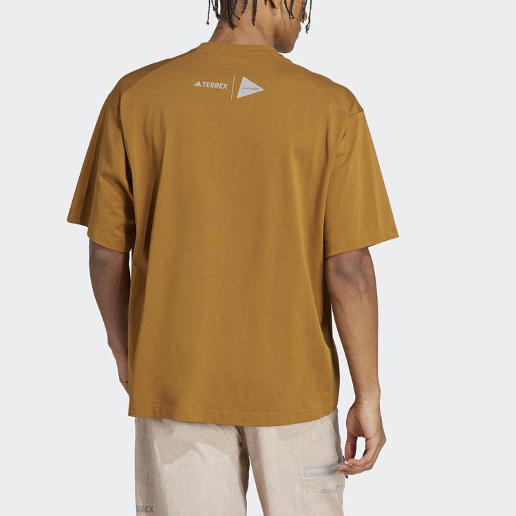 Adidas Nature Marble Print Crew Neck T-Shirt Unisex Tops Yellow HR7142