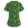Plus Size Printed Scrub Working Uniform Tops For Women's Cross V Neck Christmas Print Short Sleeve Fun T-Shirts Workwear Tee With Pockets