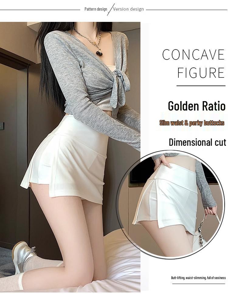 Spicy Girl High Waist Grey Irregular A-line Mini Skirt - Summer Versatile Slimming Bodycon