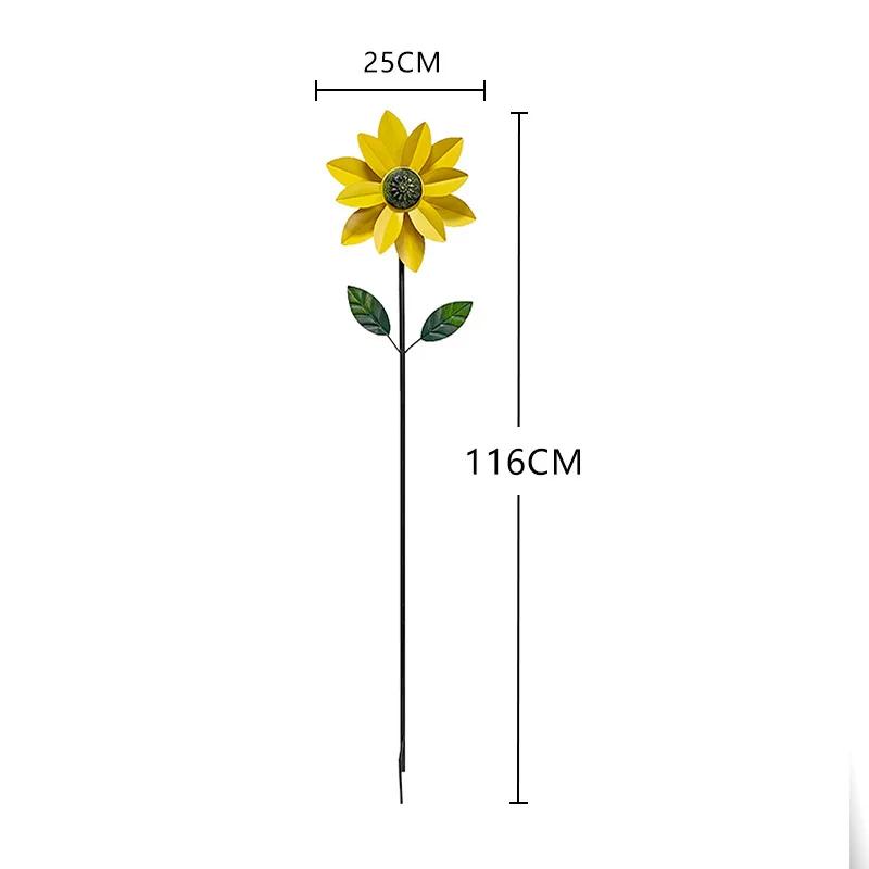 Garden Windmill Spinner Metal Sunflower Flower Model Decoration Outdoor Garden Courtyard Standing Lawn Flower Climbing Support