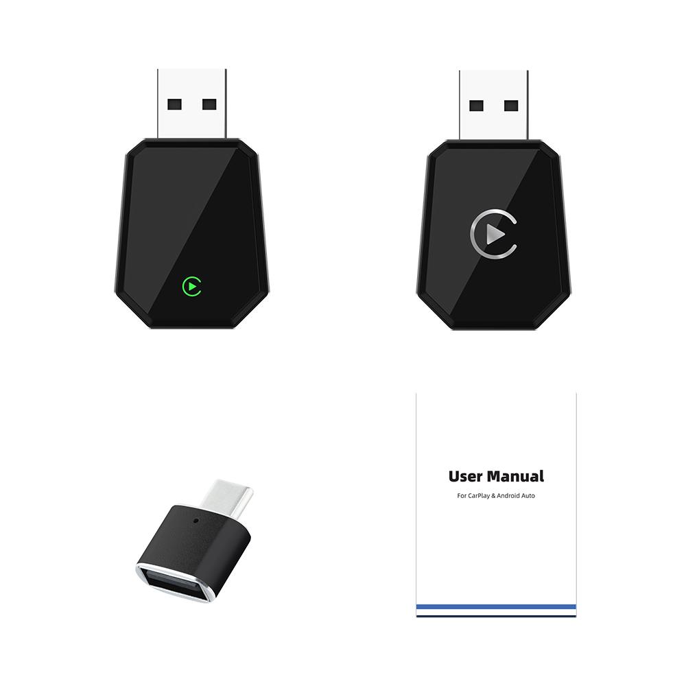 

2 In 1 Smart Wireless CarPlay Android Auto Adapter Plug & Play Stable BT WiFi Carplay Connect OTA Upgradable Fit 99% Vehicle 3.4CM*2.1CM чорний