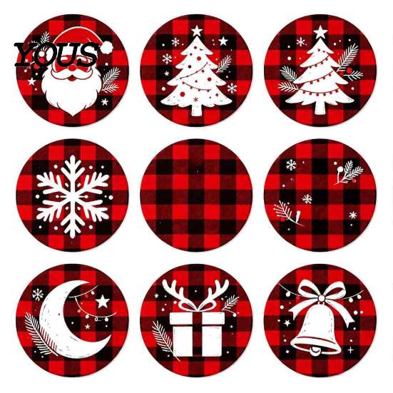 Decorative Table Protectors 9Pcs Christmas Wooden Coasters Set, Heat Resistant Cup Mats, Waterproof Round Wood Protection Mats for Home Office