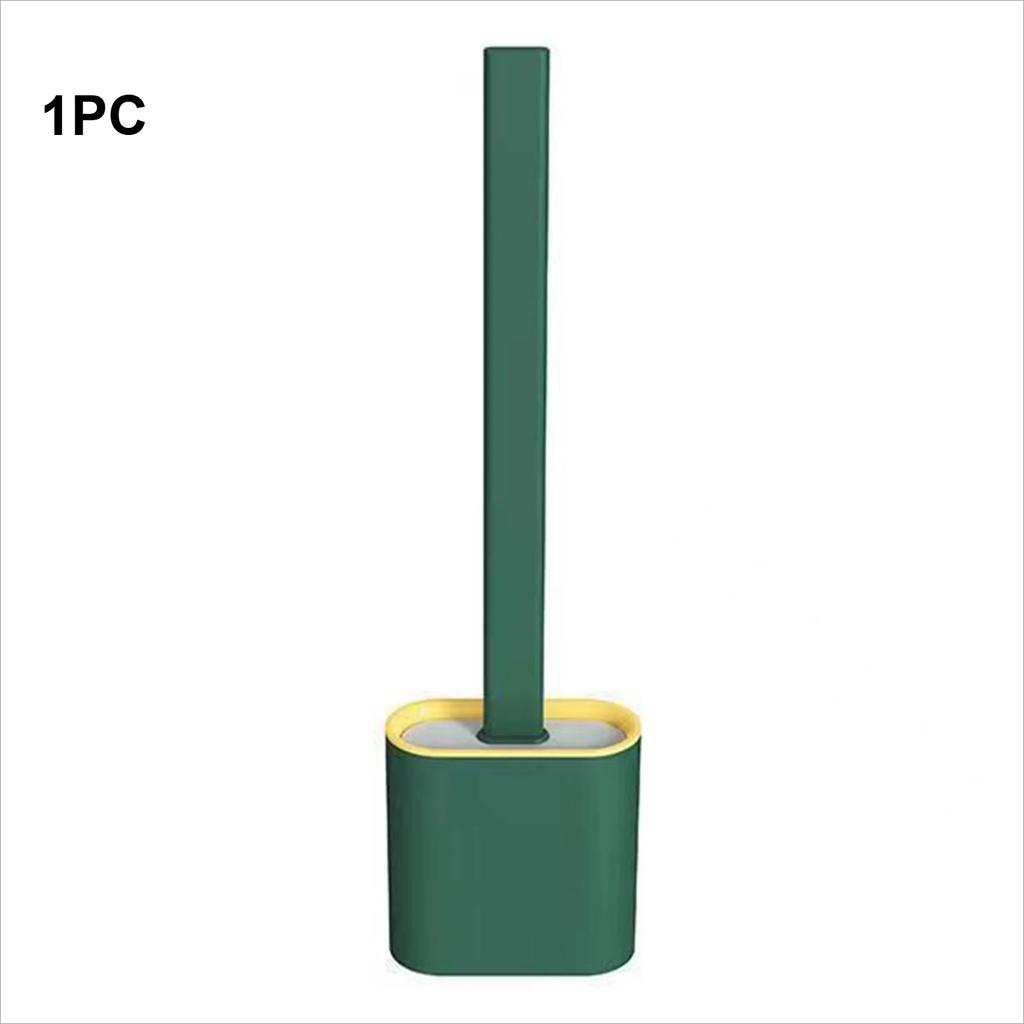 Flexible Toilet Brush Cleaner Long Handle Hanging Silicone 360 Degree No-Dead-Corner Flexible Cleaner Brush Holder Set Bathroom