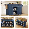 Isola Cucina su Ruote 120 x 45 cm con Piano Ribaltabile, Carrello da Cucina con 2 Cassetti, 2 Ante, Portaspezie e Portasciugamani, Blu Cloisonné