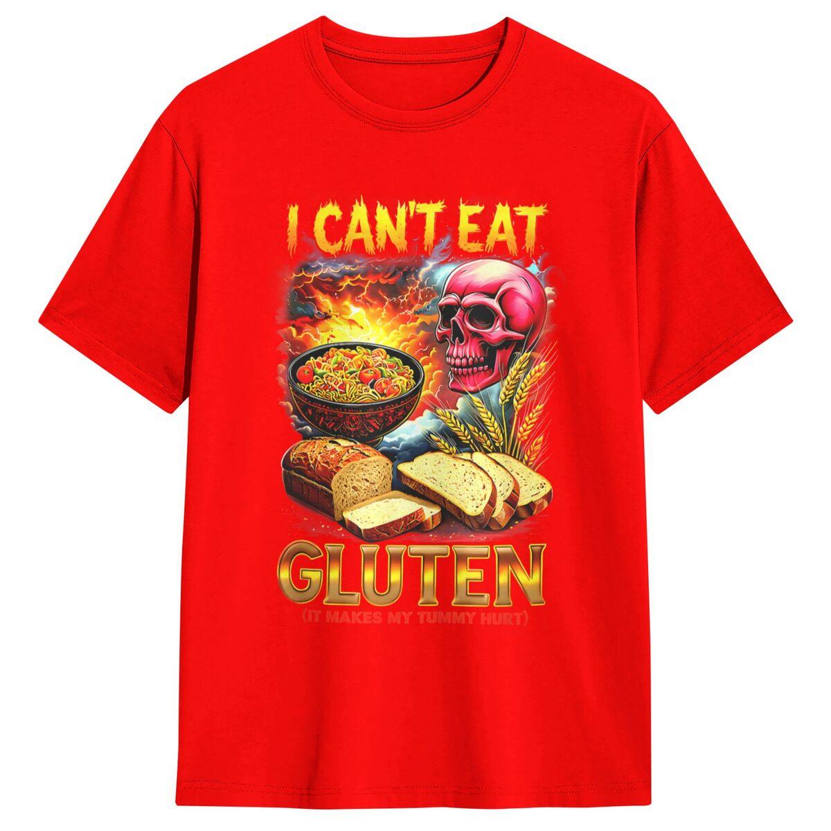 Мужская футболка Я не могу есть глютен У меня болит живот Завтрак Хлеб Футболки Хип-хоп Летние футболки Смешные Повседневные Хлопковые топы S