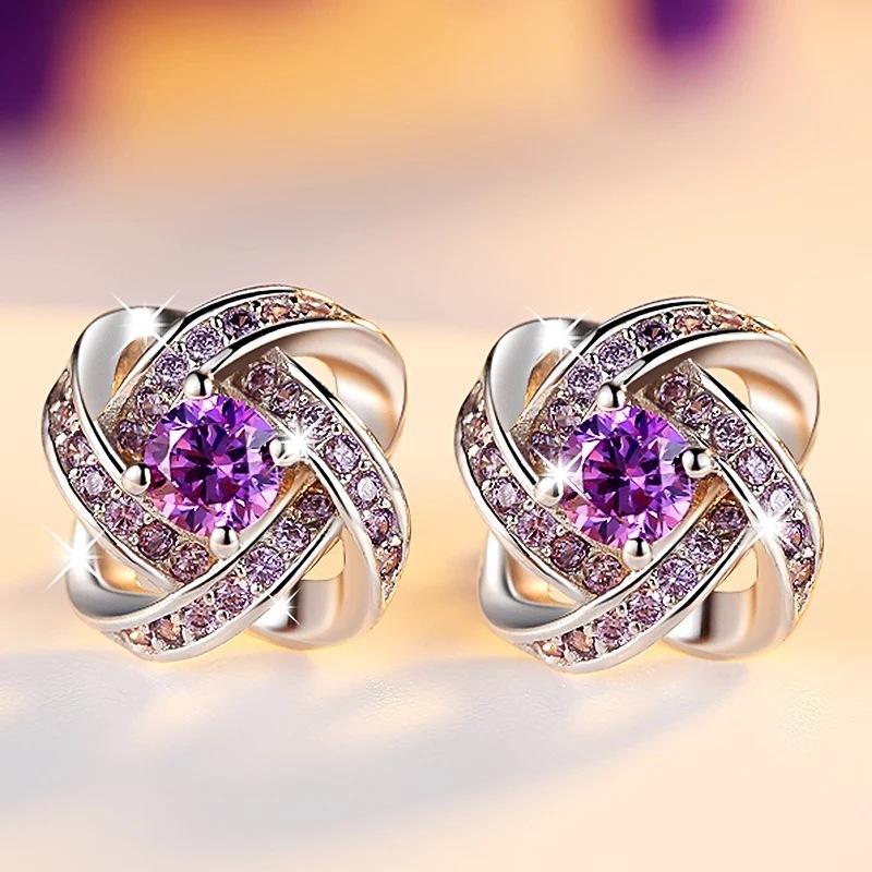 

Серьги-гвоздики из натурального аметиста, оригинальные серьги из стерлингового серебра 925 пробы, женские серьги с цирконием и драгоценными камнями, модные украшения
