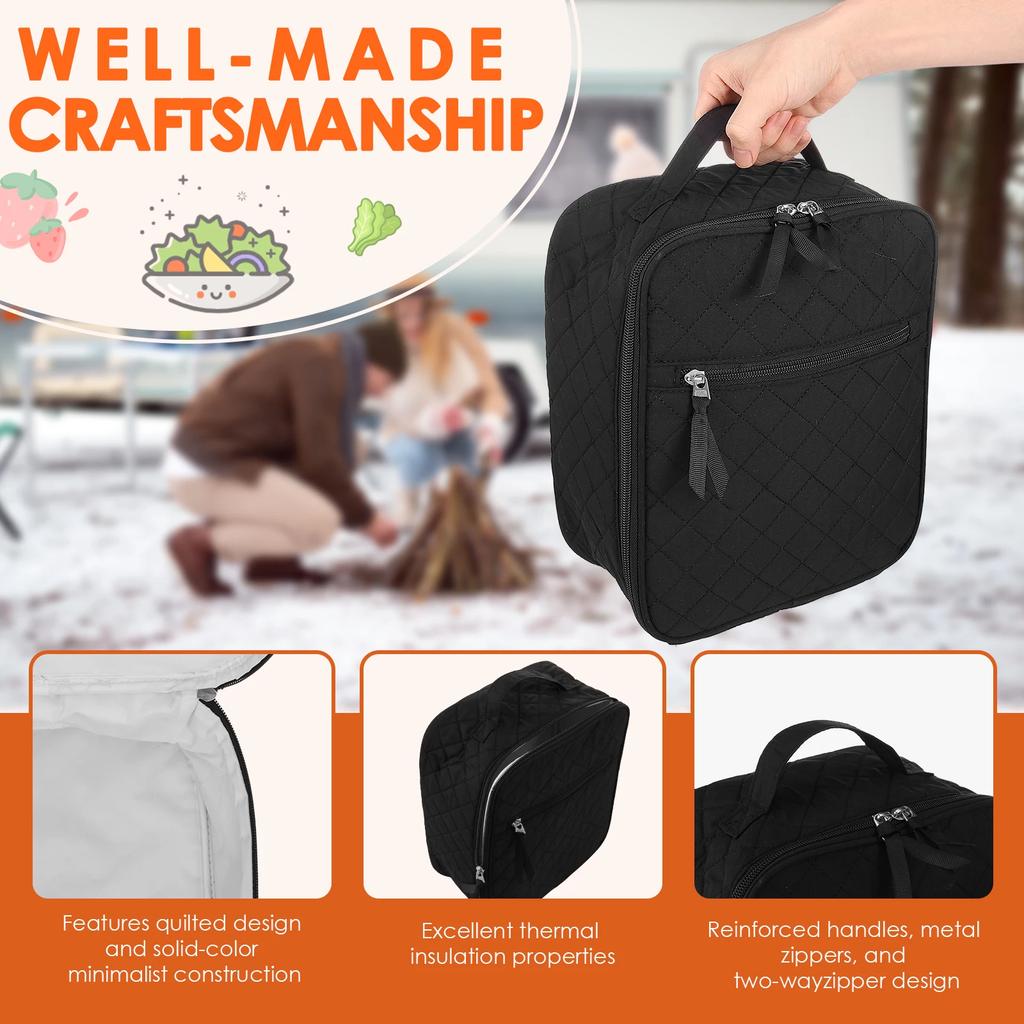 Polyester Insulated Meal Bag Good Insulation Effect Meal Tote Bag Large Capacity Small Lunch Box with Pocket for Camping Picnic