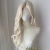 White Gold Long Curly Synthetic Wig High Quality Fashion Big Wave Bangs Women's Hair Wig