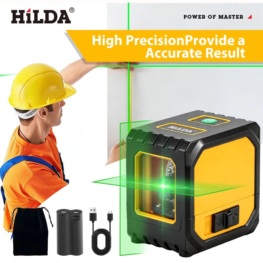 Compact High-Precision 2-Line Green Laser Level with Ultra-Bright Infrared Projection