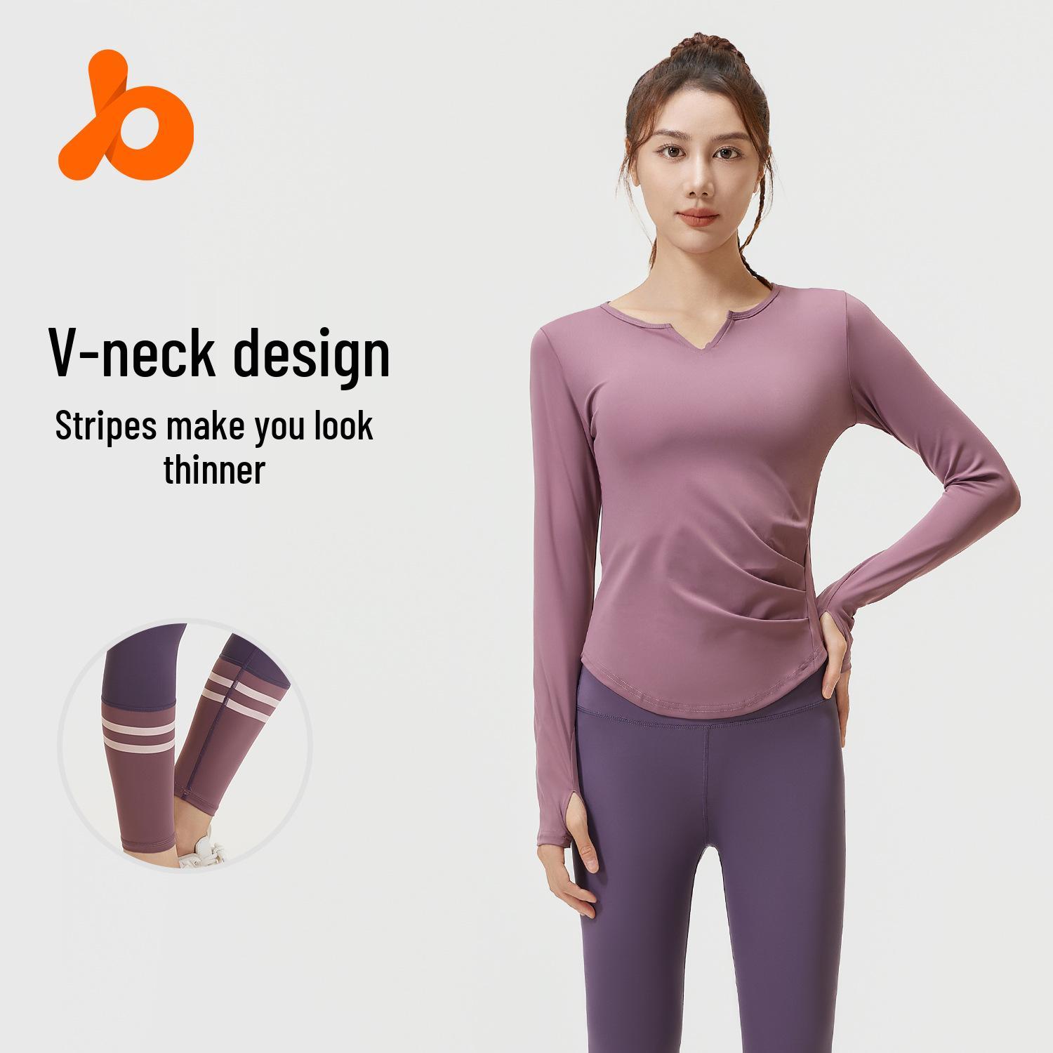 

Juyi Hall V-Neck Yoga Set: Nude Feel, Elastic High Waist, Hip-Lifting, for Fitness, Running, Cycling. XXL