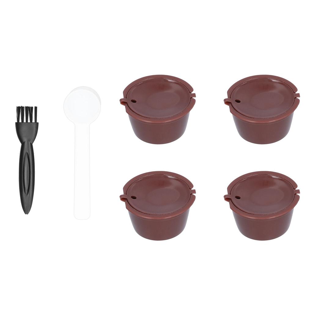 Refillable Coffee Capsule Reusable Coffee Filter for Dolce Gusto Machine with Spoon BrushBrown