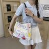 Graffiti Large-capacity Class Commuter Canvas Tote Bag Big Bag 2025 New Trendy Fashion Versatile Casual Shoulder Bag