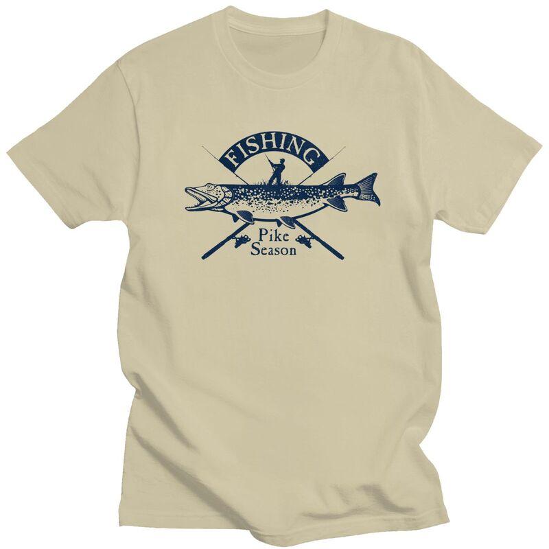 Custom Pike Fishing T Shirt Men Short Sleeves Pure Cotton Tshirt Fisherman Fish Tees Streetwear Tshirts