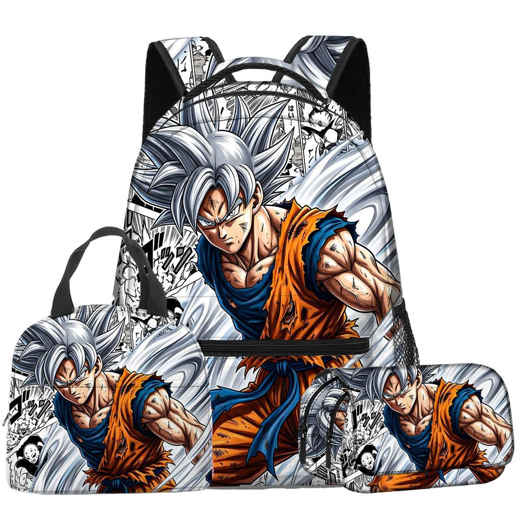 3D Animation Wukong Dragon Ball Super Student School Bag Backpack Lunch Bag Pencil Bag Three-Piece Set