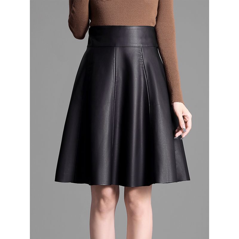 

Хайнинская осенняя кожаная юбка с завышенной талией, облегающая фигуру и создающая стройный силуэт Black S Suggested 40.00 kg-45.00 kg