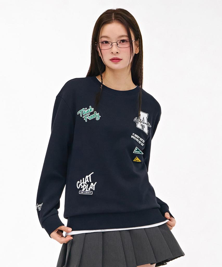 CHASECULT Unisex Kitsch Artwork Sweatshirt - Navy