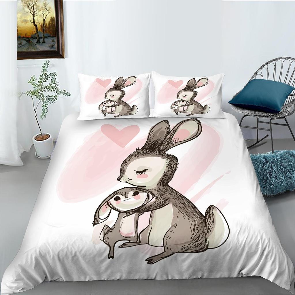 3D-Digitaldruck-Bettwäsche-Set, Bettbezug und Kissenbezug, Einzelbett, Doppelbett, große Tiermuster-Bettwäsche mit Reißverschluss, saubere, bequeme Bettwäsche