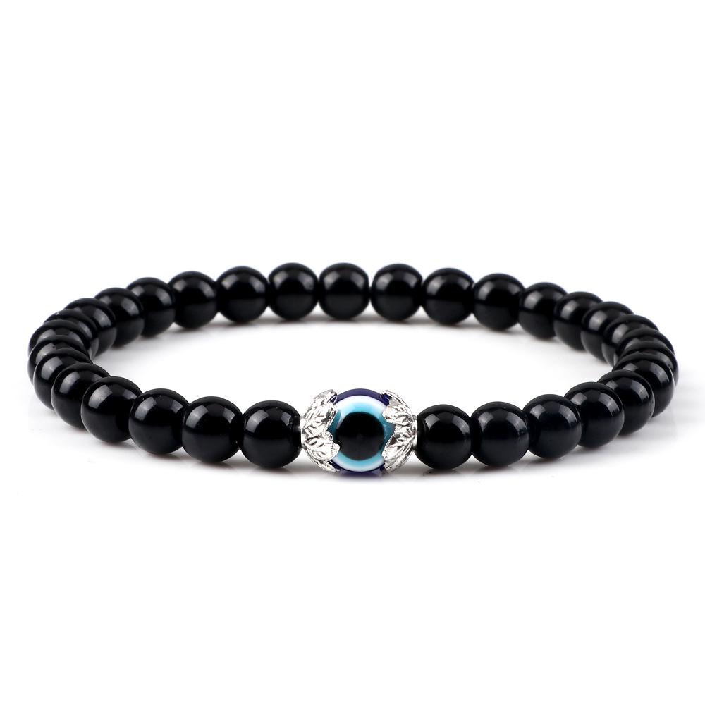 Cross New Devil s Eye Blue Bead Bracelet with Alloy Flower Base - Versatile Unisex Design