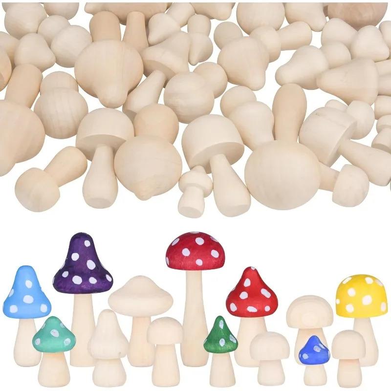 Wooden Mushroom Children's DIY Paintable Toy Creative Modern Minimalist Home Decor Solid Wood Mini Mushroom