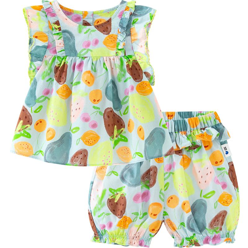 Minibala Girls  Pure Cotton Sleeveless Vest & Shorts Set 100