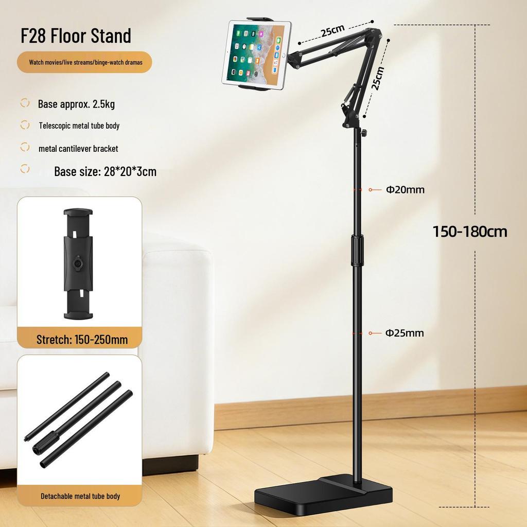 Lazy Person's Telescopic Metal Phone & Tablet Holder for Bedside or Desk