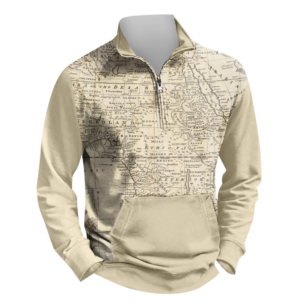 Herren Outdoor Vintage V-Ausschnitt Knopf Langarm Mode Sport T-Shirt