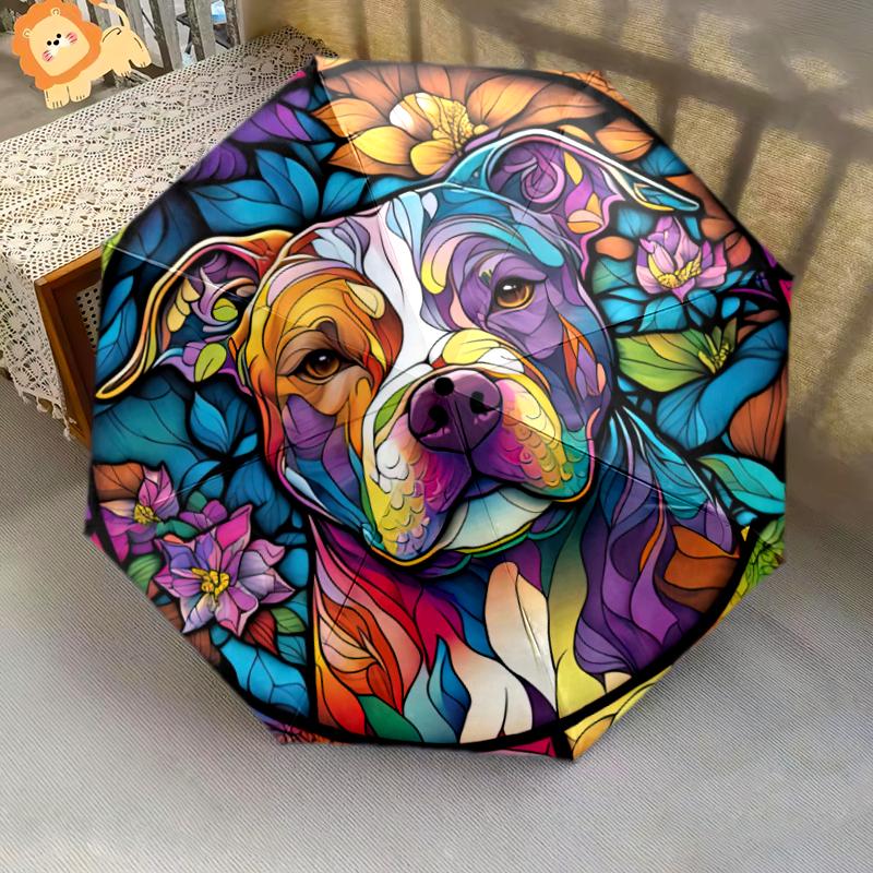 1PC Cute Dog Pet Puppy Umbrella Portable Folding Umbrella Iron Frame Hole Bone Structure Outdoor Home Umbrella A11