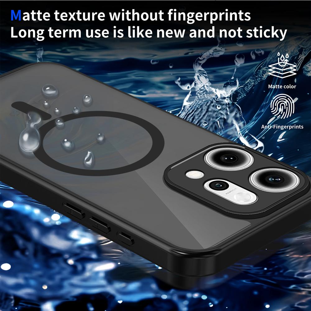 KEYSION Magnetic Phone Case for OPPO Reno 14 Pro 5G Silicone+PC Matte Translucent Clear Shockproof Cover for OPPO Reno14 F 5G