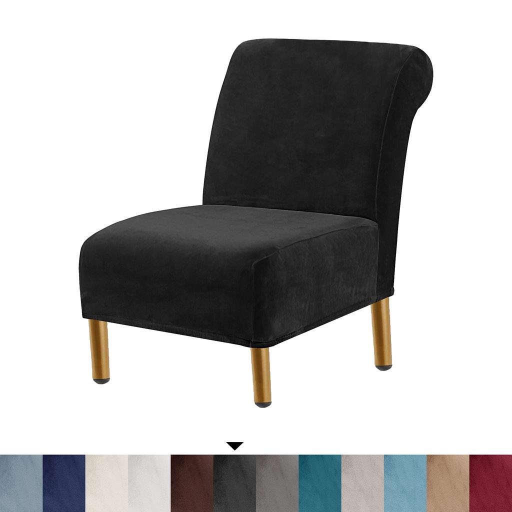 Stuhlhussen mit Samt-Akzenten, hochelastische Stuhlhussen ohne Armlehnen für das Wohnzimmer, dicker Stuhlbezug aus Samt, moderner Möbelschutz, maschinenwaschbar