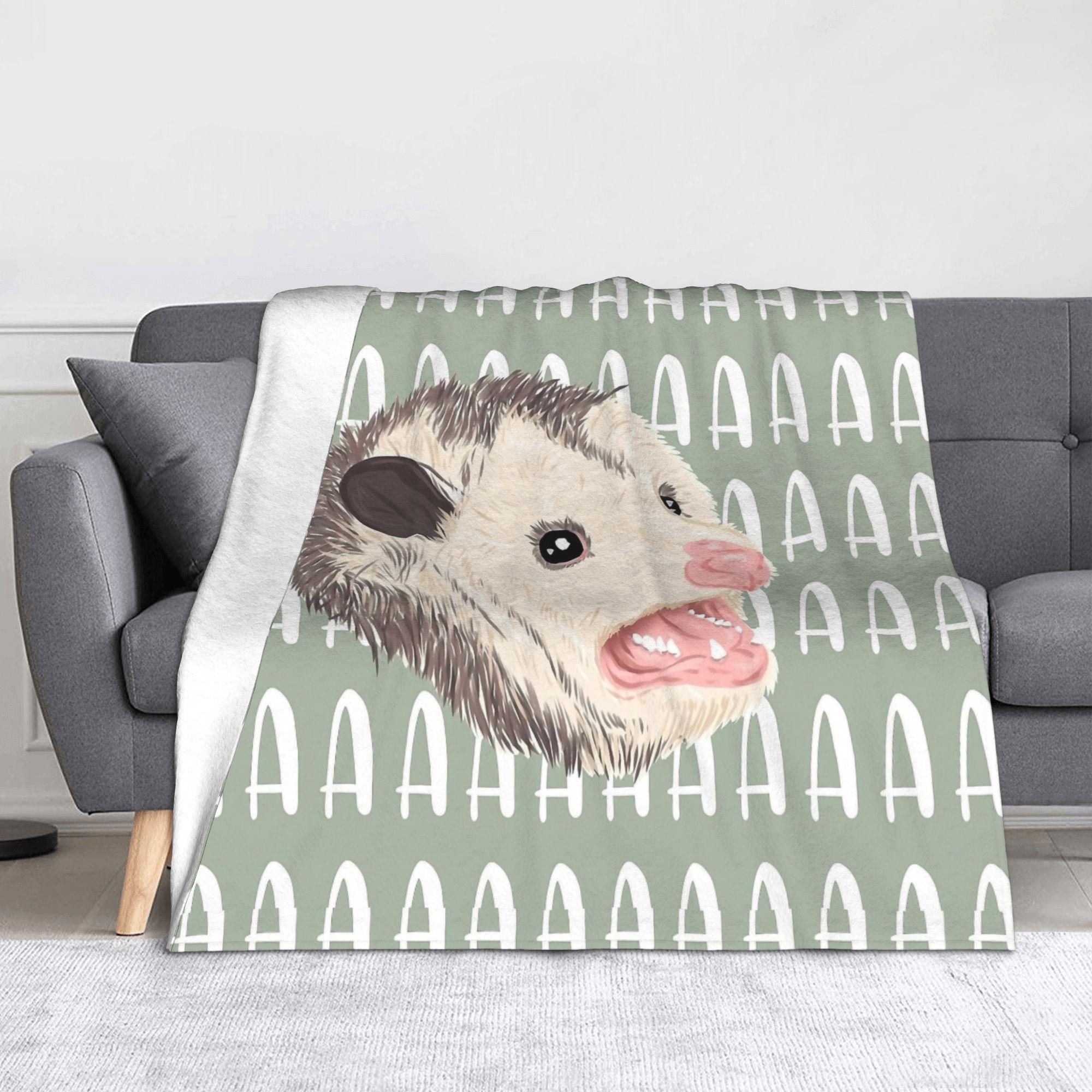 Trashy Screaming Opossum Possum Scream Blanket Flannel Printed Multifunction Soft Throw Blanket for Home Outdoor Bedspreads 75X95CM