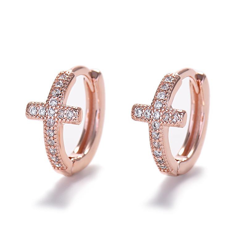 Korean Style Rhinestone Cross Ear Cartilage Clip Earring (Unisex)