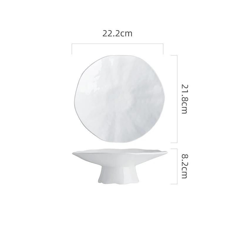 Ceramic Plate High Footed Dessert Plate Snack Plates Salad Plates Pasta Dish Serving Plate Molecular Cuisine Kitchen Tableware