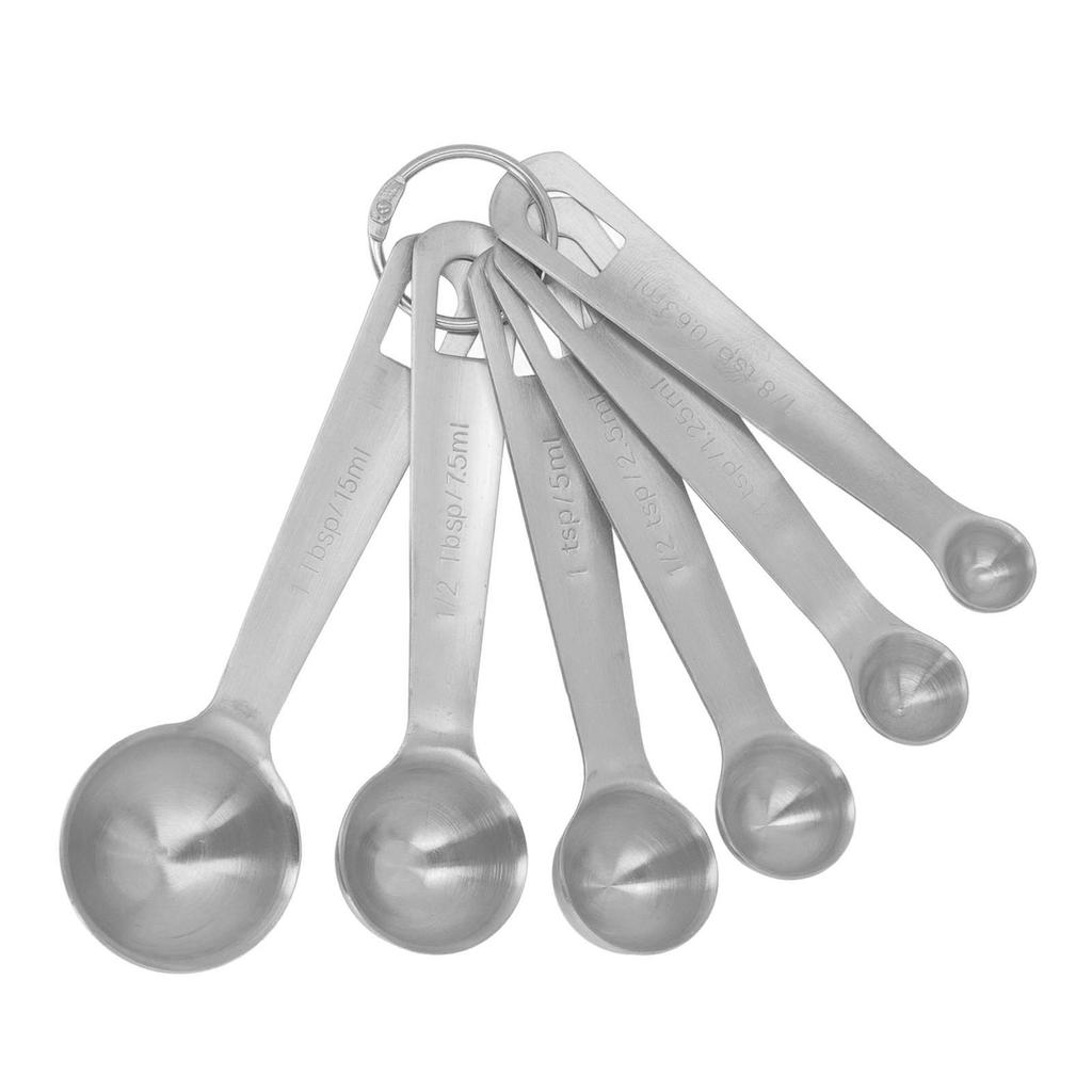 6PCS Stainless Steel Measuring Spoons Set with Measurement Markings Multipurpose Measure Spoon for Cooking Baking Silver