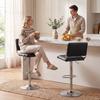Bar Stools Modern PU Leather Adjustable Breakfast Bar Stools Backrest Set of 2 Black