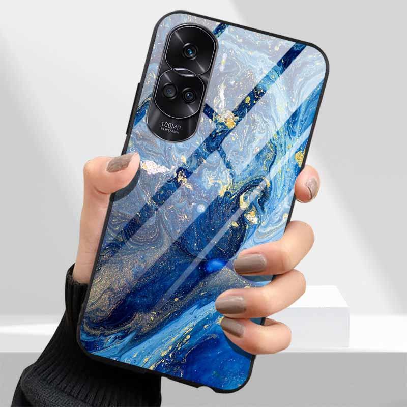 Tempered Glass Hard Cover For Honor 90 Lite 5G Case Lovely Marble Funda Coque For Honor 90 Pro Honor90 90Lite 90Pro Phone Shells